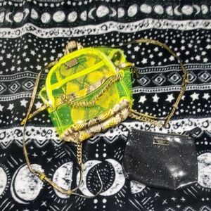 Victoria's Secret Neon Yellow and Black Backpack